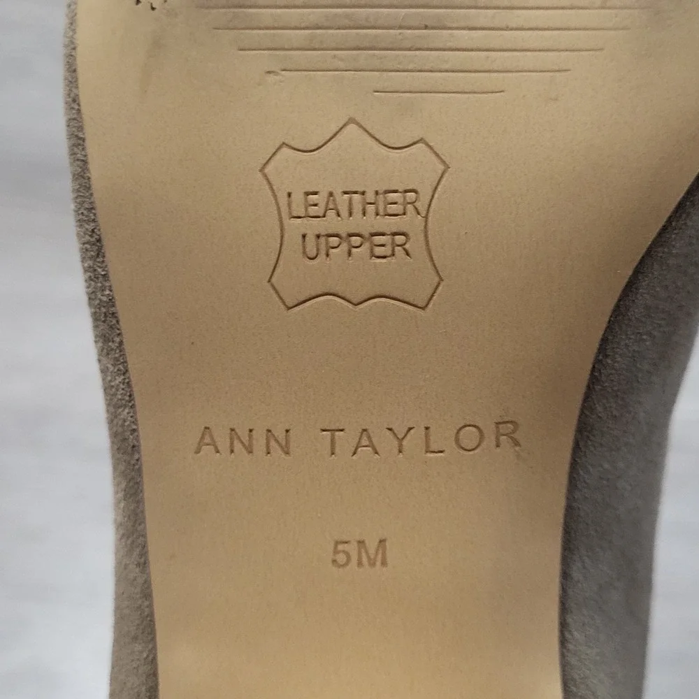 Ann Taylor Womens Tan Suede Square Toe Low Block Heel Ankle‎ Boots Size 5 Mod